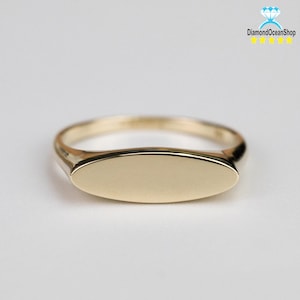 Handmade jewelry, 14k Solid Gold Signet Ring, Engraved Ring, Initial Name Ring, Pinky Ring Women, Custom Personalized Gift, Gold Ring