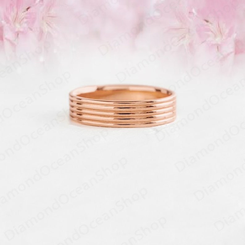 14K gold Band Rings, Simple Gold Ring row band Ring engagement ring Vintage Rose gold ring Cluster ring Minimalist Statement Ring Gold Ring image 4
