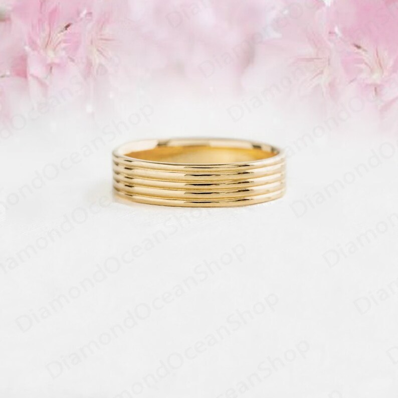 14K gold Band Rings, Simple Gold Ring row band Ring engagement ring Vintage Rose gold ring Cluster ring Minimalist Statement Ring Gold Ring image 2