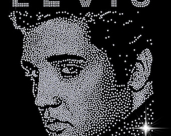 Elvis Presley Portrait Rhinestone Iron On Transfer: Diamonte Sparkling Design