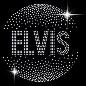 Elvis Circle Scatter Sparkling Diamonte Rhinestone Iron on Ready-Made Transfer Customise Fashion Rock n Roll