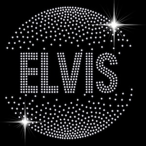 Iron On - Elvis Circle Scatter Sparkling Diamonte Rhinestone Iron on Ready-Made Transfer Customise Fashion Rock n Roll
