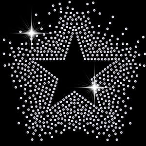 Iron On Sparkling Scatter Star Diamonte Rhinestone Ready-Made Transfer Customise Fashion