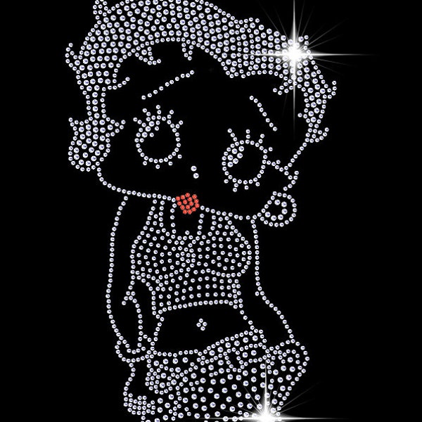 Betty Boop - Casual in Jeans Sparkling Diamonte Rhinestone Iron on Ready-Made Transfer Customise Fashion