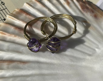 gold ring handmade amethyst stone
