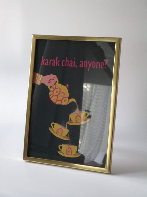 Karak Chai, Anyone? Tea Set Print A4 Wall Art, Ornate Pakistani Indian | noorsnotes