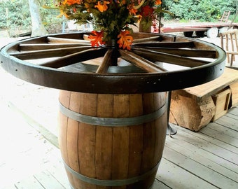Wagon-Wheel Whiskey Barrel Home Decor
