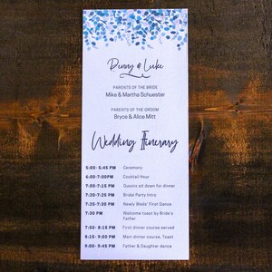 Wedding Itinerary - Printed Wedding Menu, Wedding Reception Menu, Event Menu, Banquet Menu, Menu Card for Wedding Reception, Printed Menu
