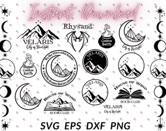 ACOTAR Fan Art- Download digitale SVG PNG esp e dxf (15 immagini)