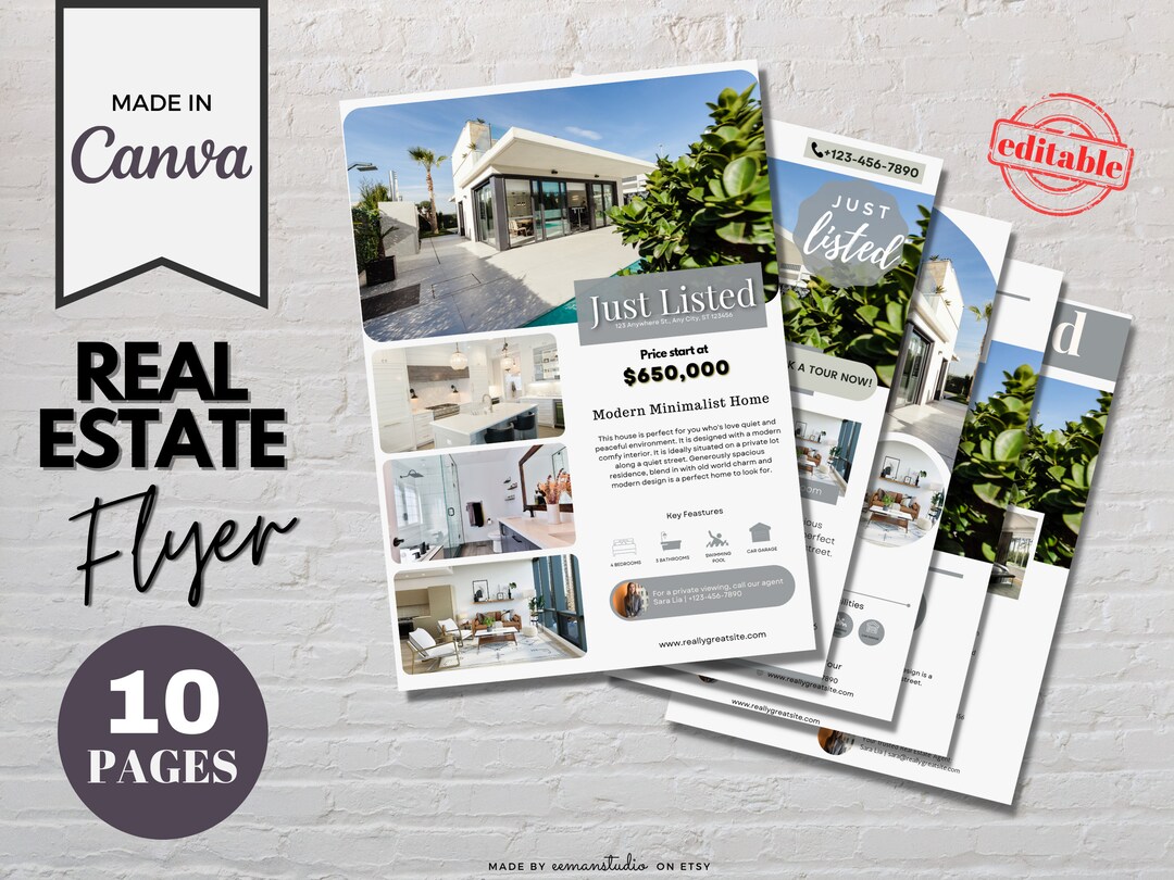 Customizable Real Estate Flyer Bundle | Editable Canva Templates ...