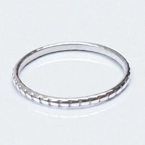 Handmade Sterling Silver Stacking Ring: Hammered Geometric Band