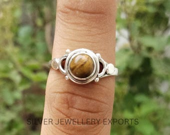 Handmade Sterling Silver Tiger's Eye Ring: Bohemian Gemstone Jewelry