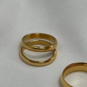 18K Gold Filled 2 Classic Band Rings | Stackable Rings | Waterproof Minimalist Jewelry | Clean Aesthetic Accessories