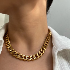 18K Goldfilled Thick Chunky Cuban Chain Necklace | Statement Gold Chain | Cuba Link Choker | Minimal Jewelry | Bold Timeless Golden Necklace
