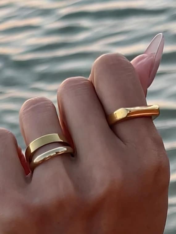 [ILYAND] 韓国ブランド☆14K GOLD☆Round Sliding Ring 14k Gold Square Link Ring – E&E PROJECT