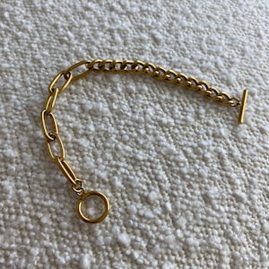 18K Gold Filled Mix Link Chain Bracelet | Gold Chain Paperclip Bracelet | Minimalist Statement Jewelry | Viral Trending Jewelry Gift Ideas