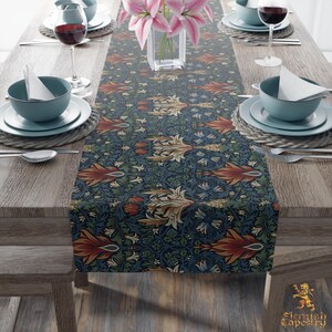 William Morris Table Runner Snakeshead - Arts and Crafts Movement Cotton Polyester Textile Design