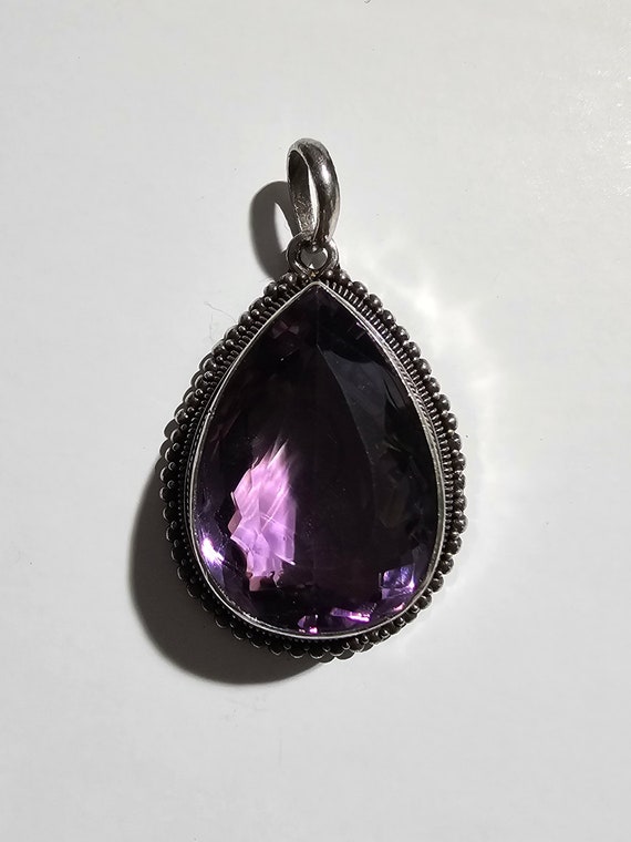 Vintage sterling silver amethyst teardrop pendant