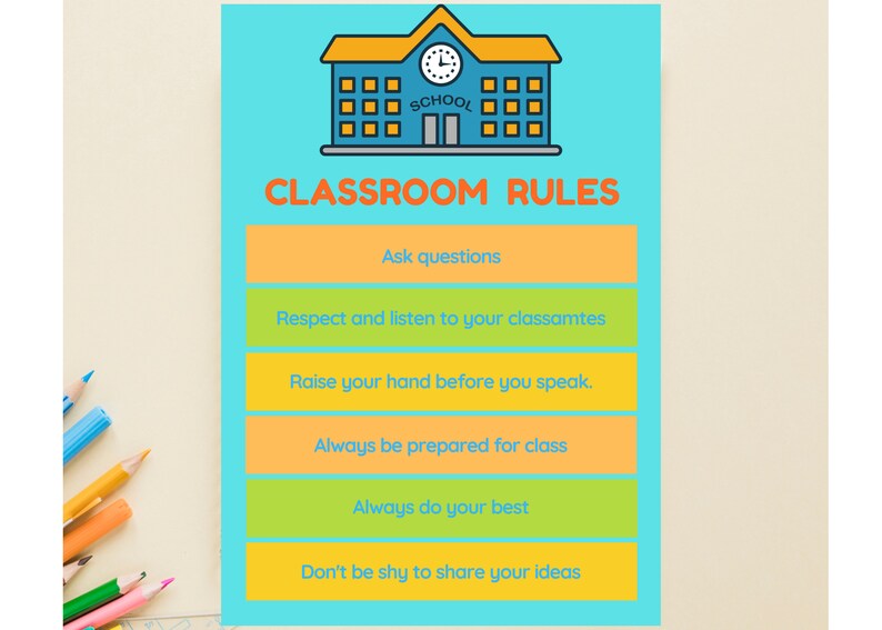 Classroom Rules Printable, Classroom Chart, Classroom Poster, Instant Download Etsy