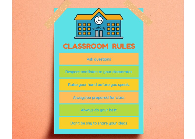Classroom Rules Printable, Classroom Chart, Classroom Poster, Instant Download Etsy