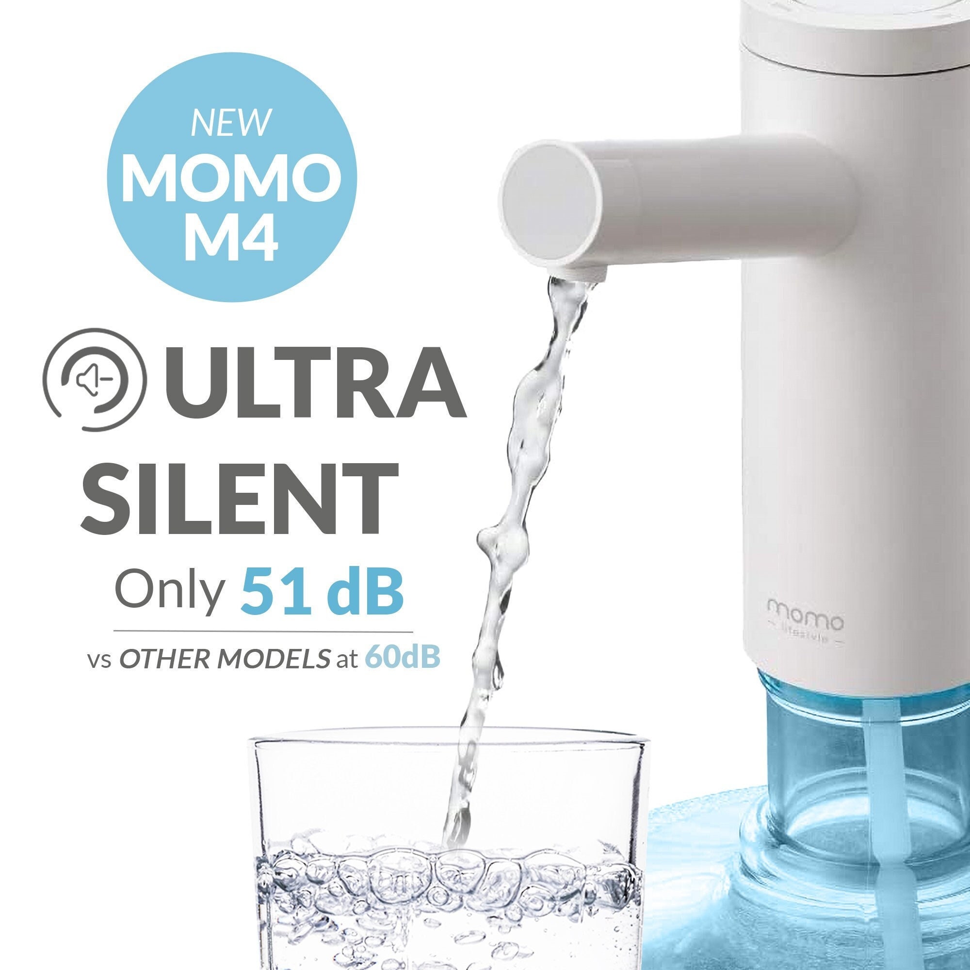 5 Gallon Water Dispenser 4 Functions Smart Memory Rechargeable Water Pump  Automatic Long-lasting Battery Noiseless M4® by Momo Lifestyle® 