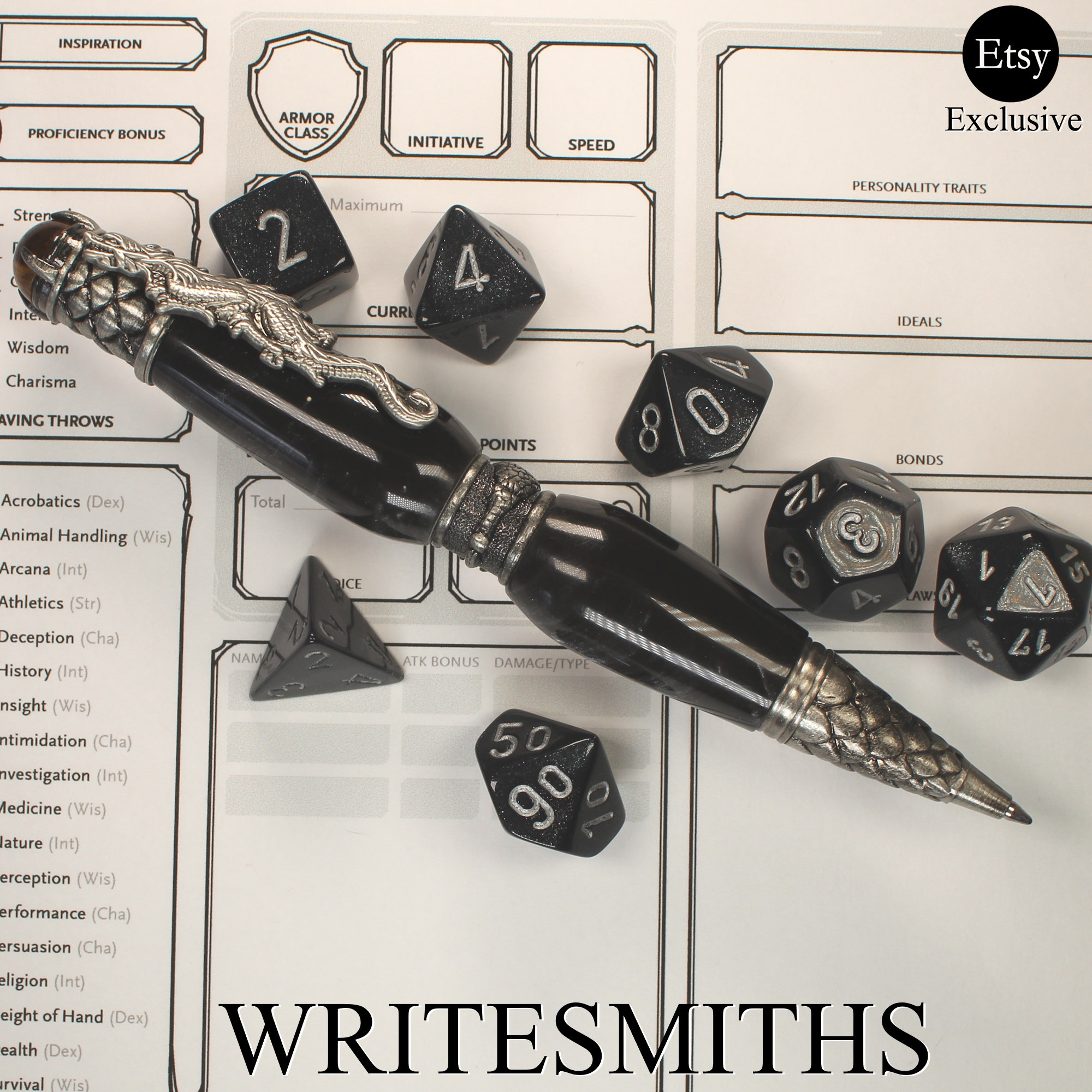 Black Dragon Pen, Luxury Pen, Custom Pen, Handmade Pen, Gaming Pen