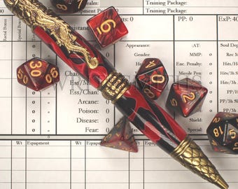 Red and Black Dragon Pen, Luxury Pen, Handmade Pen, Gaming Pen, Refillable Parker Pen, Heavy Pen, Dungeons and Dragons Pen