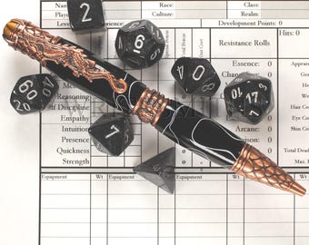 Handmade Black Dragon Pen, Gaming Pen, Refillable Pen, Parker Pen, Dungeons and Dragons Pen