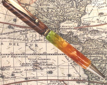 Handmade Cross Refillable Pen - Crosscut Zebrawood and Season's Splendor Acrylic