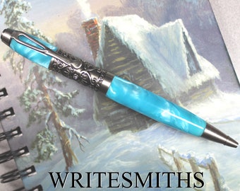 Princess Pen, Handmade Pen, Custom Pen, Luxury Pen, Filibella Pen, Blue Pen, Ink Pen, Refillable Pen, Cross Pen