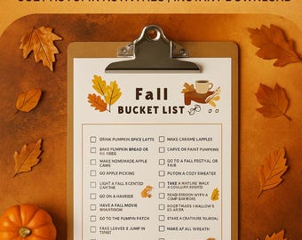 Fall Bucket List Printable: Family Autumn Activities Checklist (A4/US Letter Digital Download