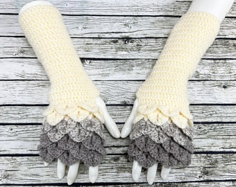 Wool Fingerless gloves - Arm warmers -Fingerless Mittens - Hand warmers-Dragon Gloves