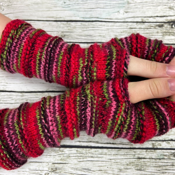 Wool Fingerless gloves, Arm warmers, Womens Long Fingerless Mittens, Wrist warmers, Hand warmers