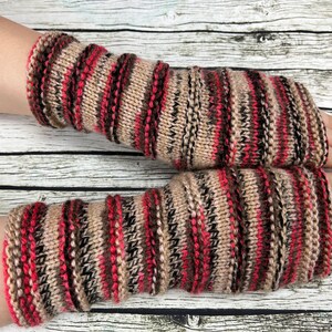 Wool Fingerless gloves, Arm warmers, Womens Long Fingerless Mittens, Wrist warmers, Hand warmers immagine 5