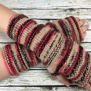 Wool Fingerless gloves, Arm warmers, Womens Long Fingerless Mittens, Wrist warmers, Hand warmers immagine 3