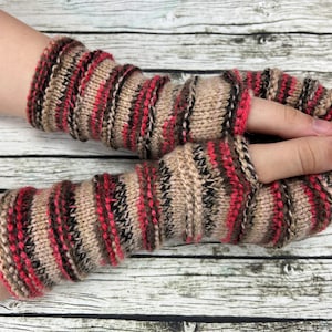 Wool Fingerless gloves, Arm warmers, Womens Long Fingerless Mittens, Wrist warmers, Hand warmers immagine 1