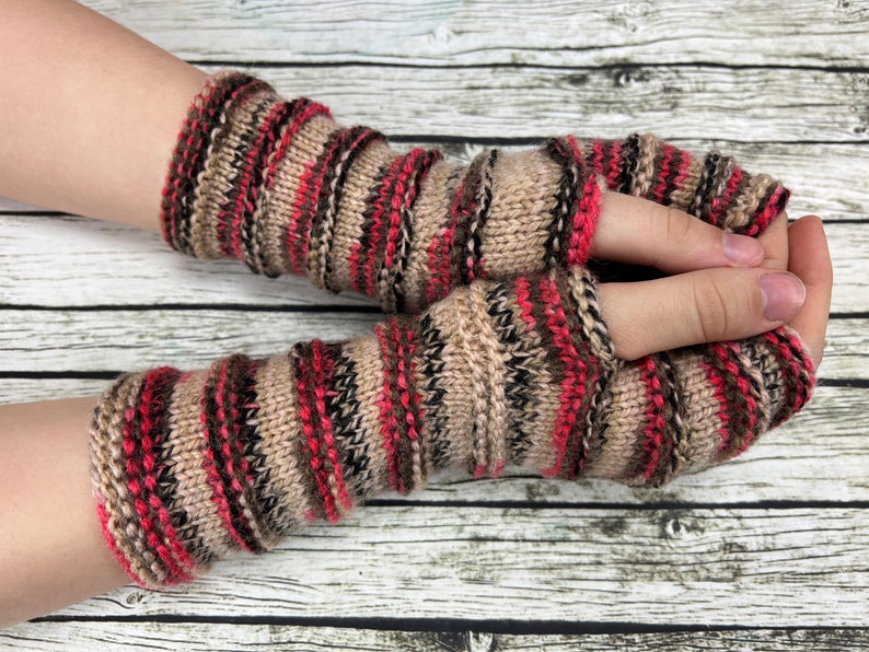 Wool Fingerless gloves, Arm warmers, Womens Long Fingerless Mittens, Wrist warmers, Hand warmers immagine 1