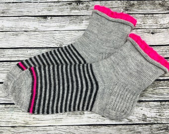 Hand knit wool socks for women