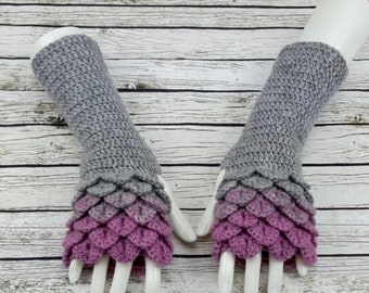 Wool Fingerless gloves - Arm warmers -Fingerless Mittens - Hand warmers-Dragon Gloves