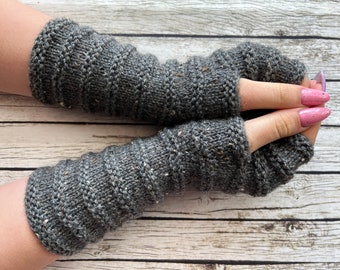 Wollen Vingerloze handschoenen, Armwarmers, Dames Lange Vingerloze Wanten, Polswarmers, Handwarmers