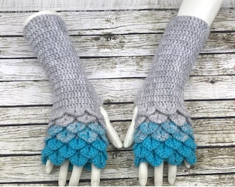 Wool Fingerless gloves - Arm warmers -Fingerless Mittens - Hand warmers-Dragon Gloves