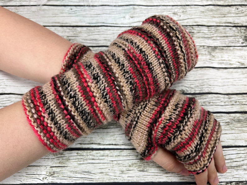 Wool Fingerless gloves, Arm warmers, Womens Long Fingerless Mittens, Wrist warmers, Hand warmers immagine 2