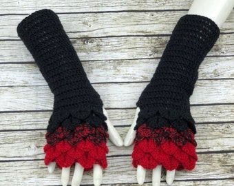 Wool Fingerless gloves - Arm warmers -Fingerless Mittens - Hand warmers-Dragon Gloves