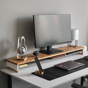 Wooden monitor stand in 3 sizes and 4 colors, dual monitor display stand, monitor riser, wood pc computer stand, imac stand, desk organizer