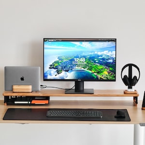 Adjustable Desk Stand, Computer Riser, Monitor Shelf, Monitor Riser, Monitor Stand, Ergonomic Desk Accessory, Desk Wood Shelf, Laptop Riser