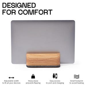 Wooden Laptop Stand, Vertical Wood Stand for Laptop or Ipad, Laptop ...