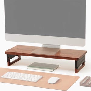Verstelbare houten monitorstandaard: houten computerverhoger, monitorstandaard voor thuiskantoor, perfect kantoorcadeau, ruimtebesparend bureauverhoger