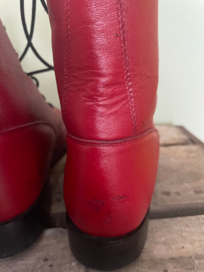 Diamond J Boot /vintage Ladies Leather / Size 7.5B / Red Etsy