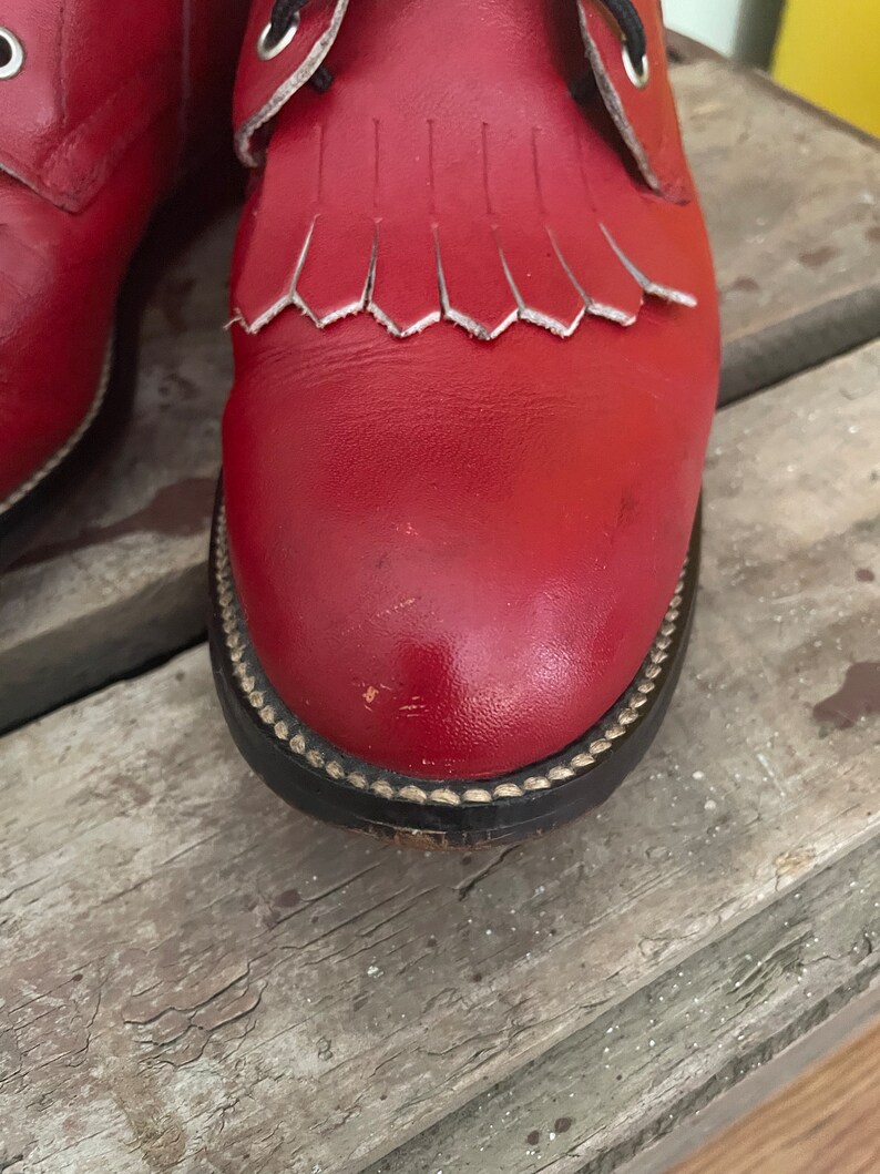 Diamond J Boot /vintage Ladies Leather / Size 7.5B / Red Etsy
