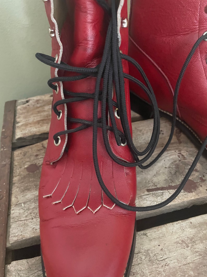 Diamond J Boot /vintage Ladies Leather / Size 7.5B / Red Etsy